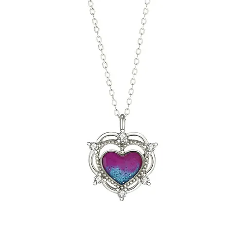 Dây Chuyền Nữ Lili Jewelry Đính Đá CZ Hình Trái Tim Cách Điệu Myrna LILI_851635 Màu Bạc Tím