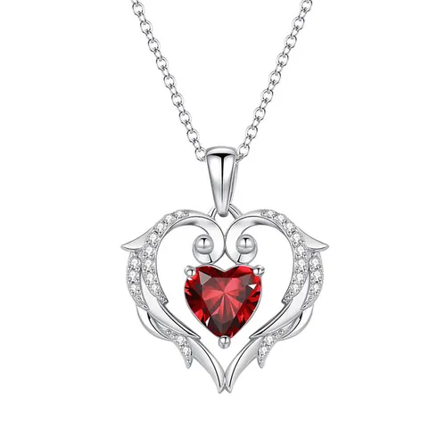 Dây Chuyền Nữ Lili Jewelry Đính Đá CZ Hình Trái Tim Elliot LILI_097893 Màu Bạc/Đỏ