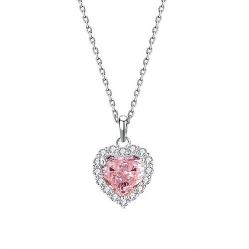 Trang sức - Dây Chuyền Nữ Lili Jewelry Đính Đá CZ Hình Trái Tim Irene LILI_097327 Màu Hồng Bạc - Vua Hàng Hiệu