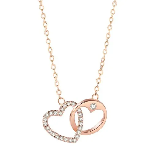 Dây Chuyền Nữ Lili Jewelry Đính Đá CZ Hình Trái Tim Lia LILI_131536 Màu Vàng Hồng