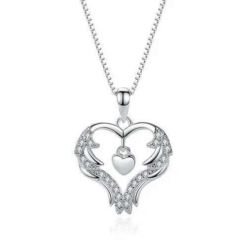 Trang sức - Dây Chuyền Nữ Lili Jewelry Đính Đá CZ Hình Trái Tim LILI_871848 Màu Bạc - Vua Hàng Hiệu