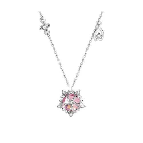 Trang sức - Dây Chuyền Nữ Lili Jewelry Đính Đá CZ Hoa Anh Đào Kai LILI_098226 Màu Bạc Hồng - Vua Hàng Hiệu