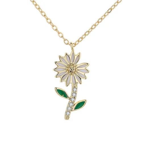 Dây Chuyền Nữ Lili Jewelry Đính Đá CZ Hoa Cúc Nhỏ LILI_719985 Màu Vàng Gold - Trang sức - Vua Hàng Hiệu