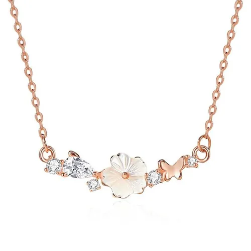 Dây Chuyền Nữ Lili Jewelry Đính Đá CZ Hoa Hồ Điệp Aubrey LILI_125587 Màu Vàng Hồng