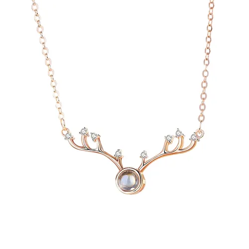 Trang sức - Dây Chuyền Nữ Lili Jewelry Đính Đá CZ Hươu Con Khắc 100 Chữ I LOVE U LILI_757186 Màu Vàng Hồng - Vua Hàng Hiệu