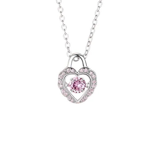 Dây Chuyền Nữ Lili Jewelry Đính Đá CZ Khóa Tình Yêu Laney LILI_097479 Màu Hồng Bạc