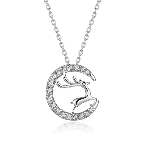 Trang sức - Dây Chuyền Nữ Lili Jewelry Đính Đá CZ Nai Con LILI_657572 Màu Bạc - Vua Hàng Hiệu
