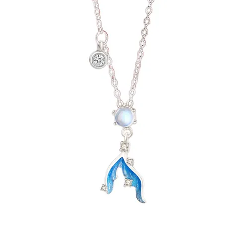 Dây Chuyền Nữ Lili Jewelry Đính Đá CZ Nàng Tiên Cá Ocean LILI_097794 Màu Xanh Bạc