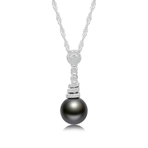 Dây Chuyền Nữ Lili Jewelry Đính Đá CZ, Ngọc Trai Karter LILI_098928 Màu Đen Bạc - Trang sức - Vua Hàng Hiệu