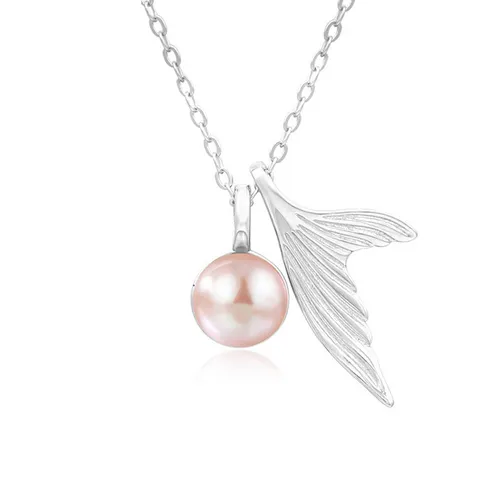 Dây Chuyền Nữ Lili Jewelry Đính Đá CZ, Ngọc Trai Nàng Tiên Cá Bailee LILI_098909 Màu Bạc-Vàng Hồng