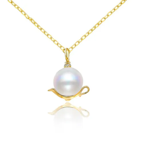 Dây Chuyền Nữ Lili Jewelry Đính Đá CZ, Ngọc Trai Thần Đèn Luisa LILI_098877 Màu Vàng - Trang sức - Vua Hàng Hiệu