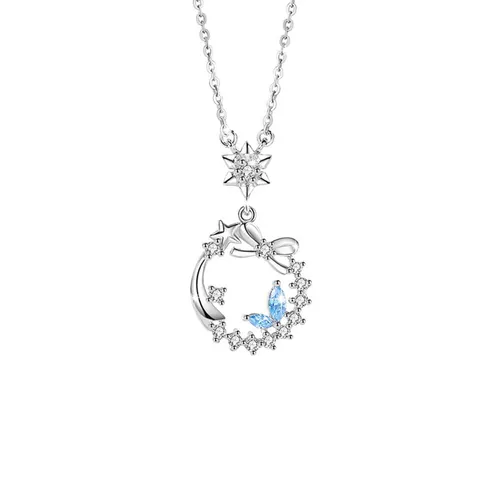 Dây Chuyền Nữ Lili Jewelry Đính Đá CZ Ngôi Sao Băng Jada LILI_098696 Màu Xanh Bạc