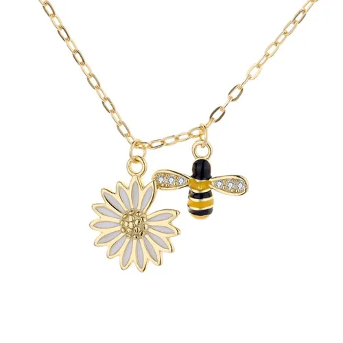 Dây Chuyền Nữ Lili Jewelry Đính Đá CZ Ong Vàng Hoa Cúc LILI_692786 Màu Vàng Gold - Trang sức - Vua Hàng Hiệu