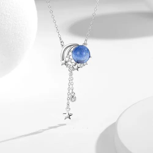 Dây Chuyền Nữ Lili Jewelry Đính Đá CZ Tiểu Hành Tinh Marina LILI_105111 Màu Xanh Bạc