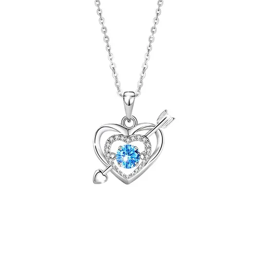 Dây Chuyền Nữ Lili Jewelry Đính Đá CZ Trái Tim Cách Điệu Elina LILI_098745 Màu Xanh Bạc - Trang sức - Vua Hàng Hiệu