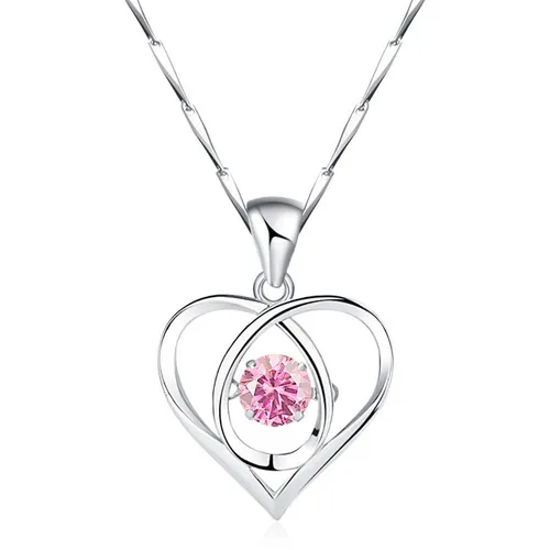 Trang sức - Dây Chuyền Nữ Lili Jewelry Đính Đá CZ Trái Tim Cách Điệu LILI_841379 Màu Bạc/Hồng - Vua Hàng Hiệu