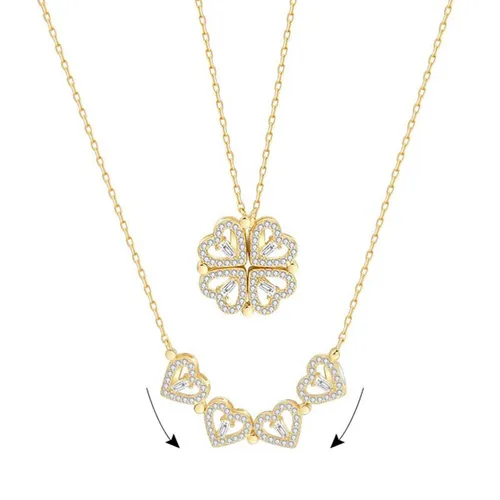 Dây Chuyền Nữ Lili Jewelry Đính Đá CZ Trái Tim Cỏ 4 Lá Đóng Mở LILI_822972 Màu Vàng Gold - Trang sức - Vua Hàng Hiệu