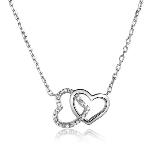 Trang sức - Dây Chuyền Nữ Lili Jewelry Đính Đá CZ Trái Tim Đôi LILI_316128 Màu Bạc - Vua Hàng Hiệu
