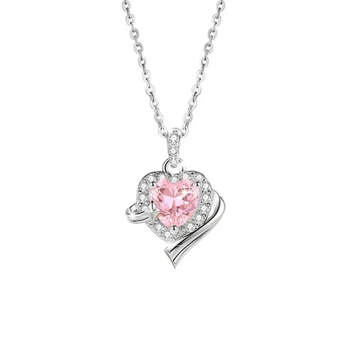 Dây Chuyền Nữ Lili Jewelry Đính Đá CZ Trái Tim Sweet Love LILI_098272 Màu Hồng Bạc - Trang sức - Vua Hàng Hiệu