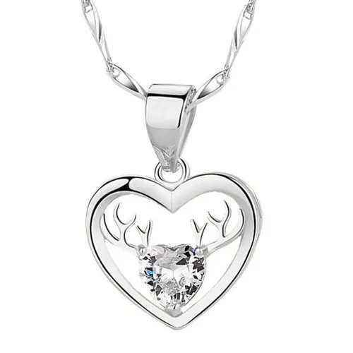 Dây Chuyền Nữ Lili Jewelry Đính Đá CZ Trái Tim Tuần Lộc LILI_898813 Màu Trắng - Trang sức - Vua Hàng Hiệu