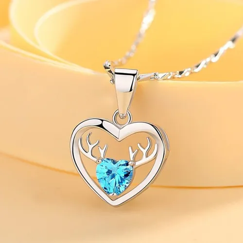 Trang sức Xanh Blue Dây chuyền - Dây Chuyền Nữ Lili Jewelry Đính Đá CZ Trái Tim Tuần Lộc LILI_898813 Màu Xanh Blue - Vua Hàng Hiệu