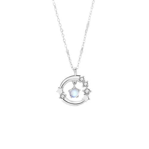 Dây Chuyền Nữ Lili Jewelry Đính Đá CZ Trăng Và Sao Thalia LILI_105086 Màu Bạc