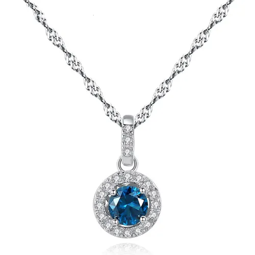 Trang sức - Dây Chuyền Nữ Lili Jewelry Đính Đá CZ Tròn Jenesis LILI_098062 Màu Xanh Dương - Vua Hàng Hiệu