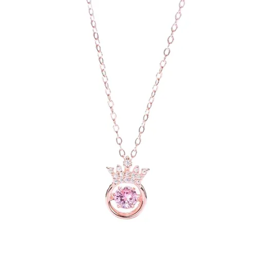Dây Chuyền Nữ Lili Jewelry Đính Đá CZ Tròn Vương Miện LILI_748661 Màu Vàng Hồng - Trang sức - Vua Hàng Hiệu