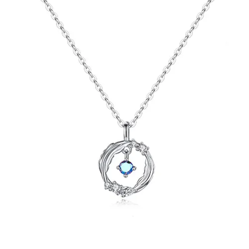 Trang sức - Dây Chuyền Nữ Lili Jewelry Đính Đá CZ Vòng Tròn Lông Vũ LILI_183712 Màu Bạc - Vua Hàng Hiệu