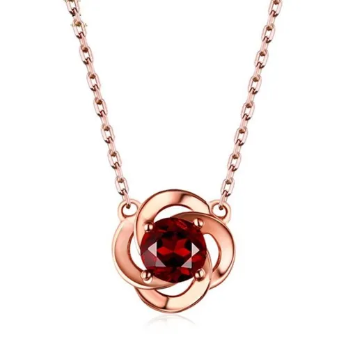 Trang sức - Dây Chuyền Nữ Lili Jewelry Đính Đá Garnet Cỏ 4 Lá LILI_834817 Màu Vàng Hồng - Vua Hàng Hiệu