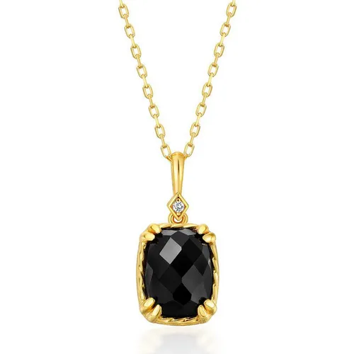 Trang sức Đen - vàng - Dây Chuyền Nữ Lili Jewelry Đính Đá Mã Não Mặt Vuông LILI_251787 Màu Vàng Gold/Đen - Vua Hàng Hiệu