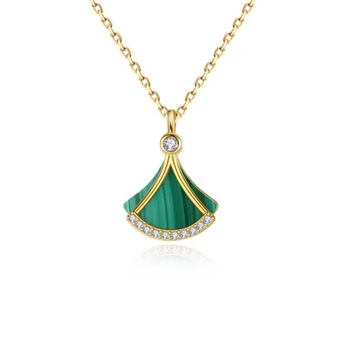 Dây Chuyền Nữ Lili Jewelry Đính Đá Malachite Hình Chân Váy Giana LILI_098989 Màu Vàng