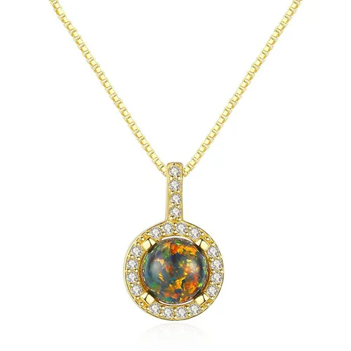 Dây Chuyền Nữ Lili Jewelry Đính Đá Opal Tròn Persephone LILI_098035 Màu Vàng