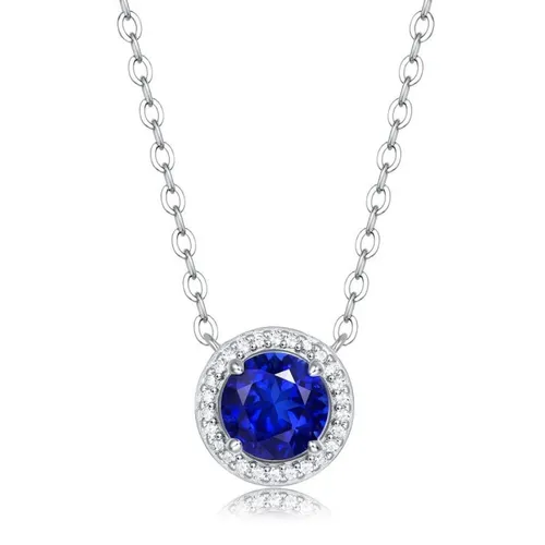 Dây Chuyền Nữ Lili Jewelry Đính Đá Sapphire Nhân Tạo Tròn Malani LILI_094700 Màu Bạc Xanh