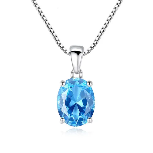 Dây Chuyền Nữ Lili Jewelry Đính Đá Topaz Wrenlee LILI_098093 Màu Xanh Bạc