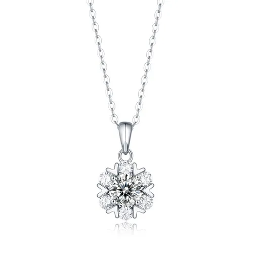 Dây Chuyền Nữ Lili Jewelry Đính Kim Cương Moissanite 5 Carat Hình Bông Hoa Tuyết Snow LILI_053732 Màu Bạc