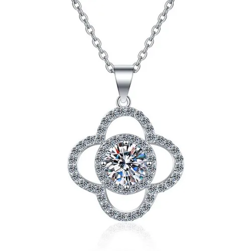 Dây Chuyền Nữ Lili Jewelry Đính Kim Cương Moissanite Cỏ 4 Lá Magnus LILI_533228 Màu Trắng