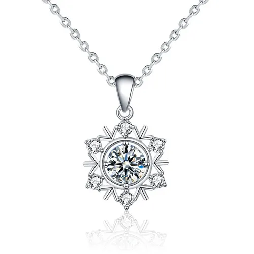 Dây Chuyền Nữ Lili Jewelry Đính Kim Cương Moissanite Hình Bông Tuyết Violet LILI_054962 Màu Bạc