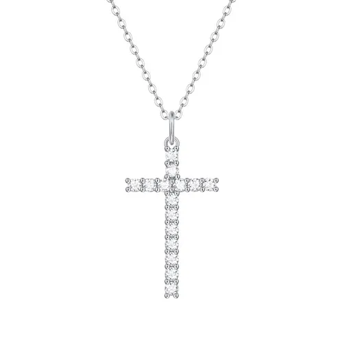 Dây Chuyền Nữ Lili Jewelry Đính Kim Cương Moissanite Hình Cây Thánh Giá LILI_053708 Màu Bạc