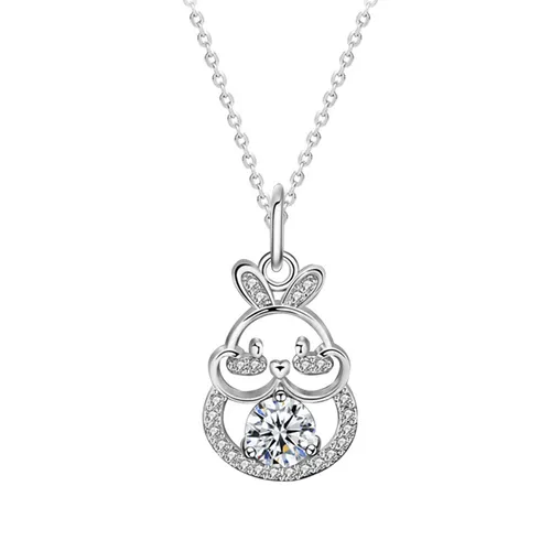 Dây Chuyền Nữ Lili Jewelry Đính Kim Cương Moissanite Hình Chú Thỏ Rabbit LILI_054994 Màu Bạc - Trang sức - Vua Hàng Hiệu
