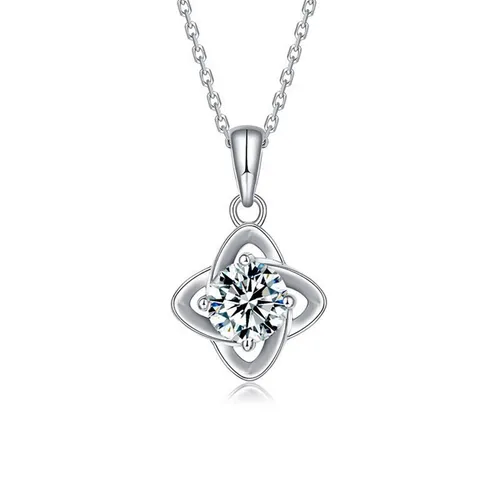 Dây Chuyền Nữ Lili Jewelry Đính Kim Cương Moissanite Hình Cỏ 4 Lá Zoe LILI_055014 Màu Bạc