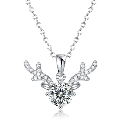 Dây Chuyền Nữ Lili Jewelry Đính Kim Cương Moissanite Hình Gạc Nai Kiddo LILI_053715 Màu Trắng