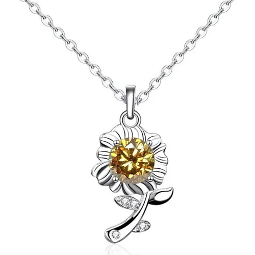 Dây Chuyền Nữ Lili Jewelry Đính Kim Cương Moissanite Hoa Hướng Dương Bellamy LILI_074108 Màu Vàng Champagne