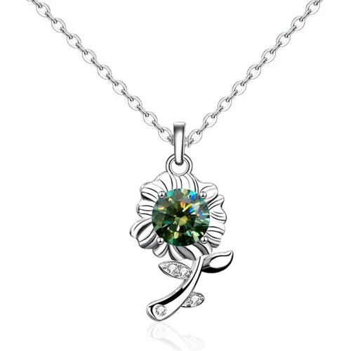 Dây Chuyền Nữ Lili Jewelry Đính Kim Cương Moissanite Hoa Hướng Dương Bellamy LILI_074108 Màu Xanh Lá