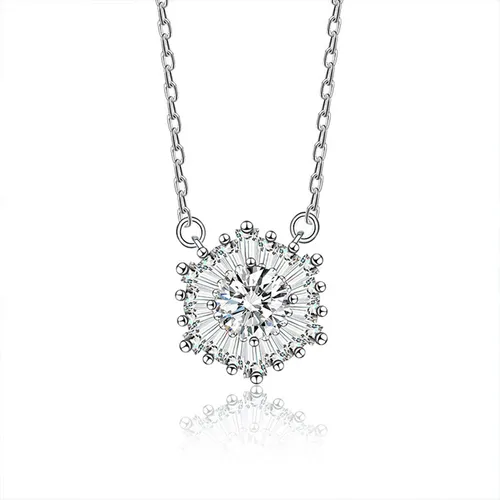 Dây Chuyền Nữ Lili Jewelry Đính Kim Cương Moissanite Hoa Hướng Dương Kehlani LILI_159812 Màu Bạc