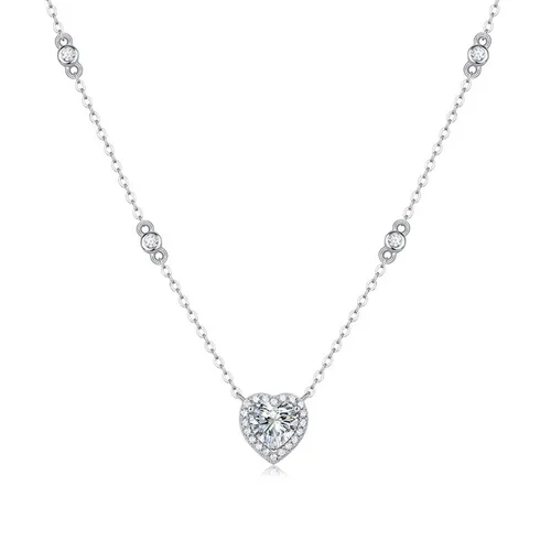 Dây Chuyền Nữ Lili Jewelry Đính Kim Cương Moissanite Trái Tim Lisa LILI_099172 Màu Bạc