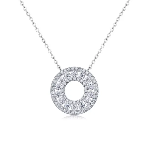 Dây Chuyền Nữ Lili Jewelry Đính Kim Cương Moissanite Tròn Carly LILI_105863 Màu Bạc