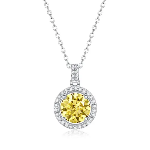 Dây Chuyền Nữ Lili Jewelry Đính Kim Cương Moissanite Tròn Theophilus LILI_596547 Màu Vàng Bạc Size 1 Carat