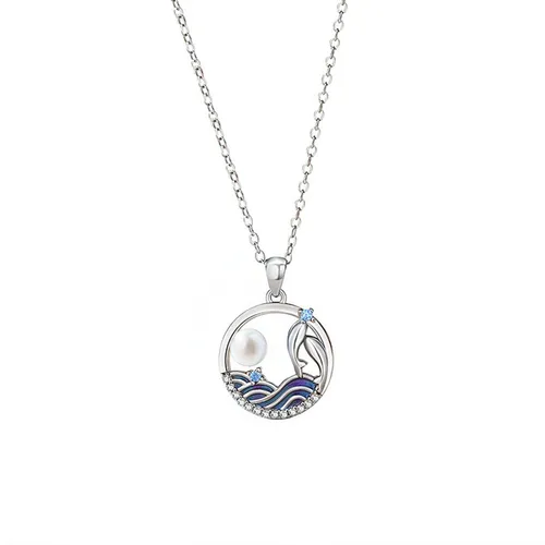 Dây Chuyền Nữ Lili Jewelry Đôi Cá Voi Greta LILI_075604 Màu Bạc Phối Xanh