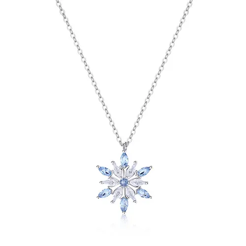 Dây Chuyền Nữ Lili Jewelry Hình Bông Tuyết Đính Đá CZ LILI_125556 Màu Bạc/Xanh